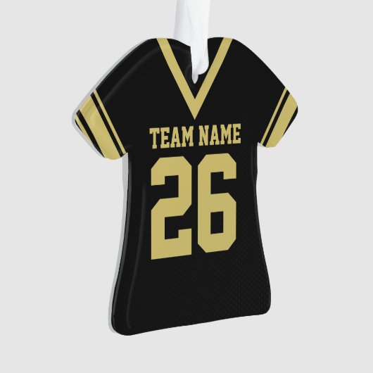Football Jersey Zwart Goud Uniform Ornament (voorkant)