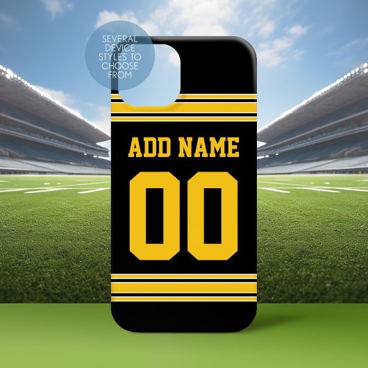 Football Jersey - Zwarte Gold Name and Team Number Case-Mate iPhone Case