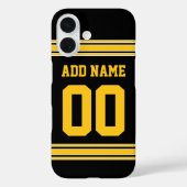 Football Jersey - Zwarte Gold Name and Team Number Case-Mate iPhone Case (Achterkant)
