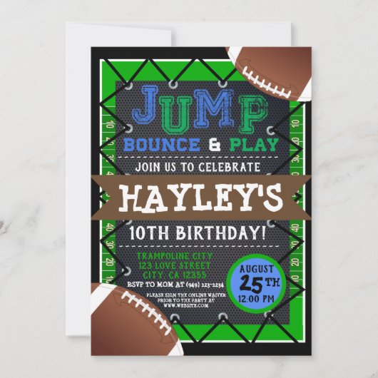 Football jongens kinder Sprong & Play Trampoline P Kaart (Voorkant)