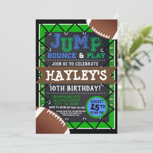 Football jongens kinder Sprong & Play Trampoline P Kaart (Staand voorkant)