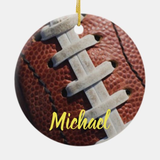 Football Jouw naam Keramisch Ornament (Achterkant)