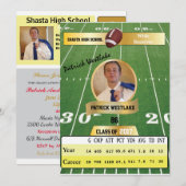 Football Kaart W / Stats Afstudeerder Uitnodiginge (Voorkant / Achterkant)