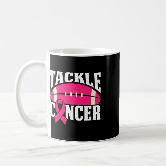 Football Kanker Borst Awareness Tackle Pink Ribbo Koffiemok (Links)
