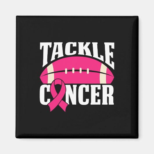 Football Kanker Borst Awareness Tackle Pink Ribbo Magneet (Voorkant)