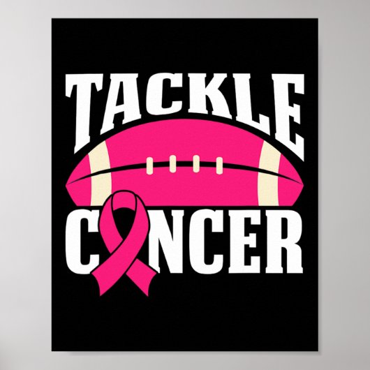 Football Kanker Borst Awareness Tackle Pink Ribbo Poster (Voorkant)