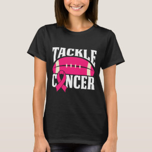 Football Kanker Borst Awareness Tackle Pink Ribbo T-shirt