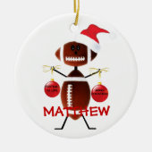 Football kerst Cartoon Keramisch Ornament (Voorkant)