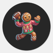 Football Kerst Gingerbread Man Football Ugly C Ronde Sticker (Voorkant)