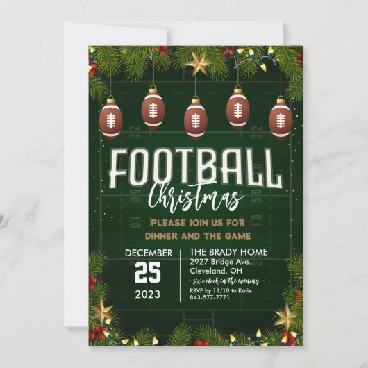 Football Kerst Party Dinner Uitnodiging (Voorkant)