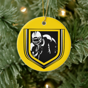 Football Kerst Zwart en Goud Ornament