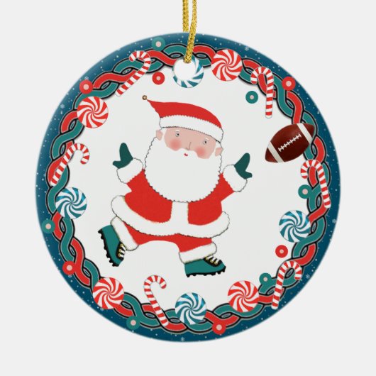 Football kerstcadeau keramisch ornament (Voorkant)
