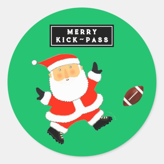 Football kerstfeestdag ronde sticker (Voorkant)
