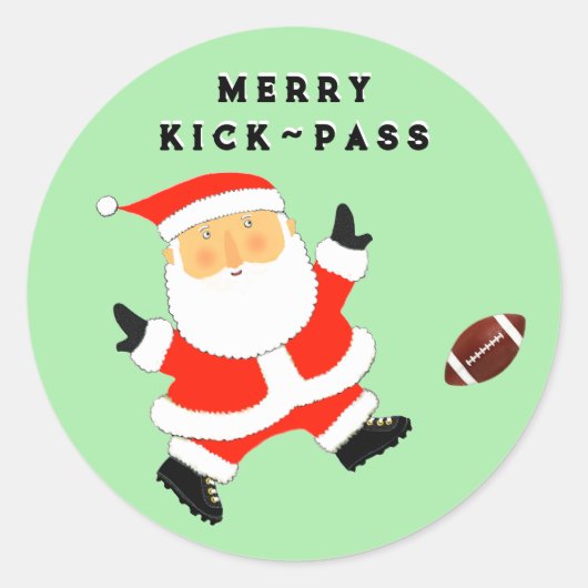 Football kerstfeestdag ronde sticker (Voorkant)
