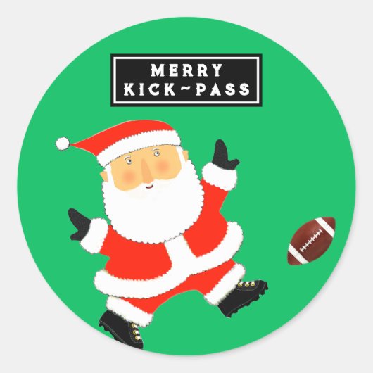 Football kerstfeestdag ronde sticker (Voorkant)