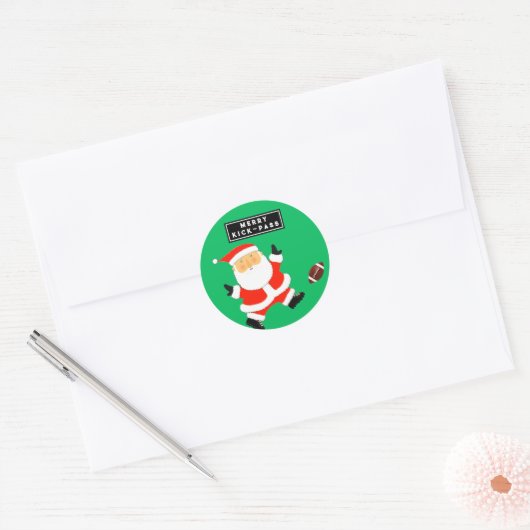 Football kerstfeestdag ronde sticker (Envelop)