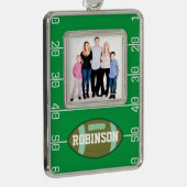 Football kerstkerst verzilverd omlijst ornament (Rechts)