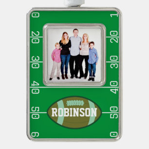 Football kerstkerst verzilverd omlijst ornament