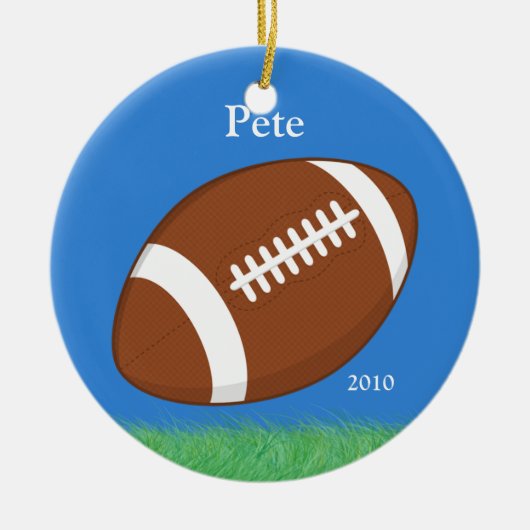 Football kerstversiering keramisch ornament (Voorkant)