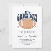 Football Kick Off Boy 1e Verjaardag Kaart (Voorkant)