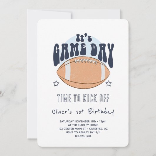 Football Kick Off Boy 1e Verjaardag Kaart (Voorkant)