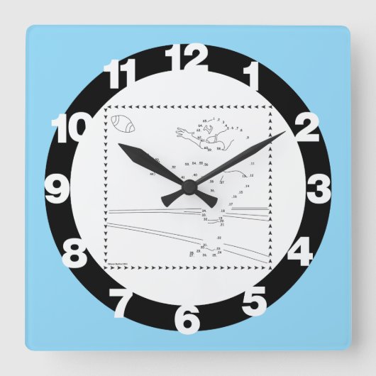 Football Kicker Sluit de Stippen aan Vierkante Klok (Voorkant)