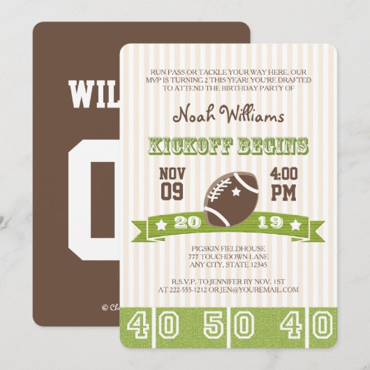 FOOTBALL KICKOFF OM HET EVEN WELKE LEEFTIJD BIRTHD KAART (Voorkant / Achterkant)