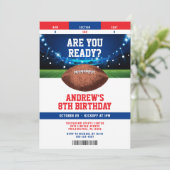 Football Kids Birthday Party Ticket Invitation Kaart (Staand voorkant)