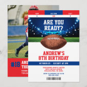 Football Kids Birthday Party Ticket Invitation Kaart (Voorkant / Achterkant)