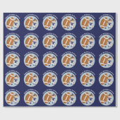 Football Kind Gepersonaliseerd Jongen Blauw Fijne  Cadeaupapier (Vlak)