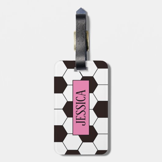 Football Kinder Voetbalpatroon Voetballer Verjaard Bagagelabel (Achterkant verticaal)