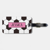 Football Kinder Voetbalpatroon Voetballer Verjaard Bagagelabel (Achterkant horizontaal)