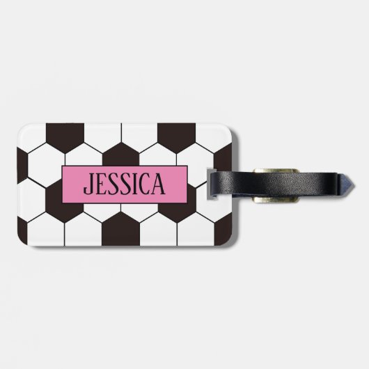 Football Kinder Voetbalpatroon Voetballer Verjaard Bagagelabel (Achterkant horizontaal)