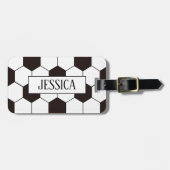 Football Kinder Voetbalpatroon Voetballer Verjaard Bagagelabel (Voorkant horizontaal)