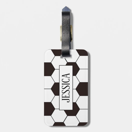 Football Kinder Voetbalpatroon Voetballer Verjaard Bagagelabel (Achterkant verticaal)