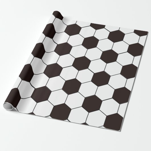 Football Kinder Voetbalpatroon Voetballer Verjaard Cadeaupapier (Uitgerold)