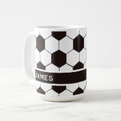 Football Kinder Voetbalpatroon Voetballer Verjaard Koffiemok (Voorkant links)