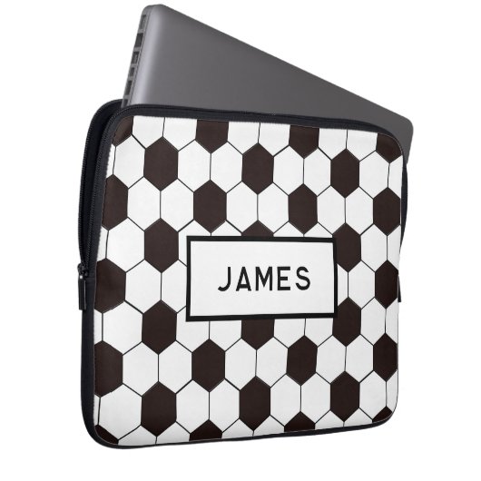 Football Kinder Voetbalpatroon Voetballer Verjaard Laptop Sleeve (Voorkant Rechts)