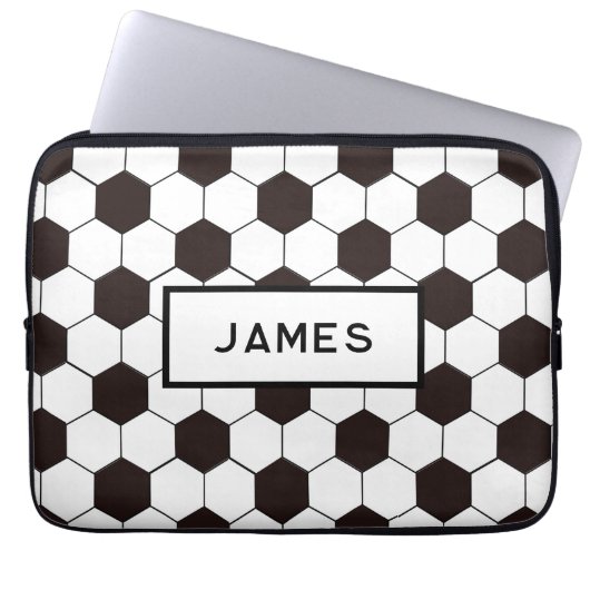 Football Kinder Voetbalpatroon Voetballer Verjaard Laptop Sleeve (Voorkant)