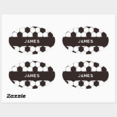 Football Kinder Voetbalpatroon Voetballer Verjaard Ovale Sticker (Vel)