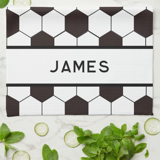 Football Kinder Voetbalpatroon Voetballer Verjaard Theedoek (Gevouwen)