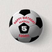 Football Kinderen Naam Birthday Button (Voorkant)