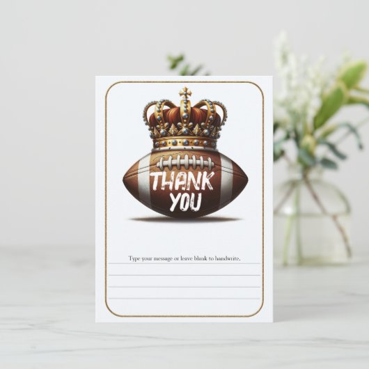 Football King Gold Crown Verjaardag Dank u Kaart (Staand voorkant)