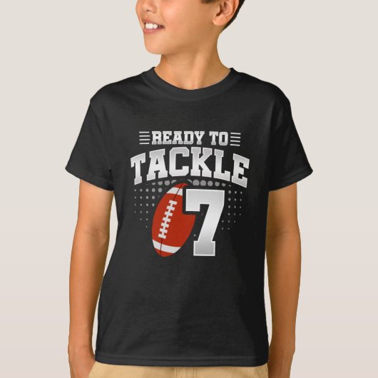 Football klaar voor 7 jaar Kinder 7e verjaardag T-shirt (Voorkant)