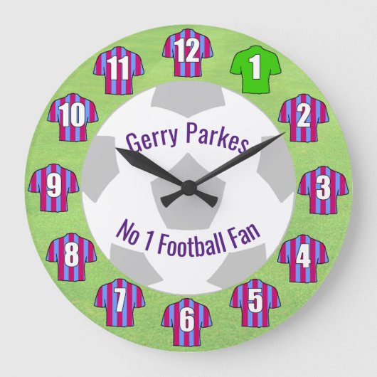 Football klok - Claret & Blue Shirten (Voorkant)