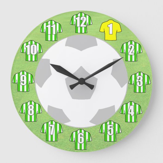 Football Klok - met groene gestreepte Shirten (Voorkant)