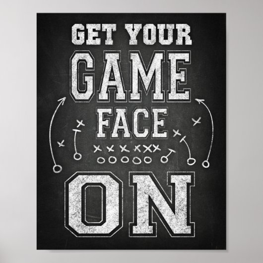 Football KRIJGT UW GAME GEZICHT OP Teken Chalk Pri Poster (Voorkant)