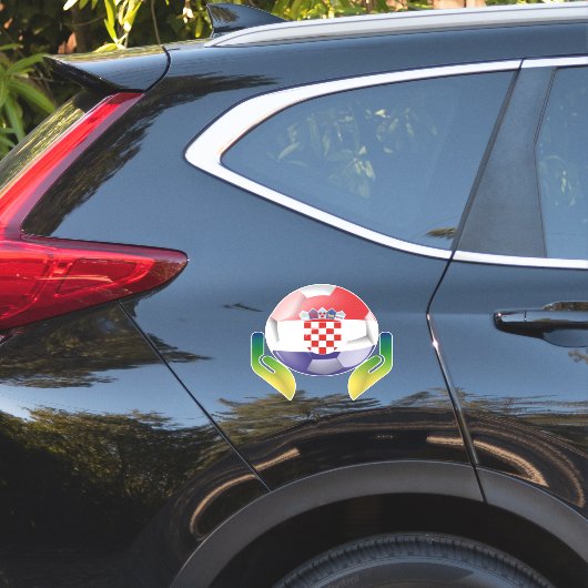 Football Kroatië in beschermde handen Sticker (Auto Zijkant)