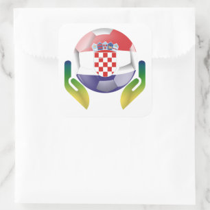 Football Kroatië in beschermde handen Vierkante Sticker
