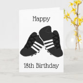 Football laarzen gepersonaliseerd 18e verjaardag kaart (Gele Bloem)